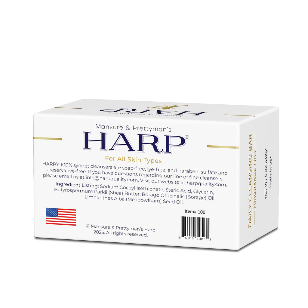 HARP® Fragrance-Free Body Wash Bar – pH-Balanced, Soap-Free, 5 oz