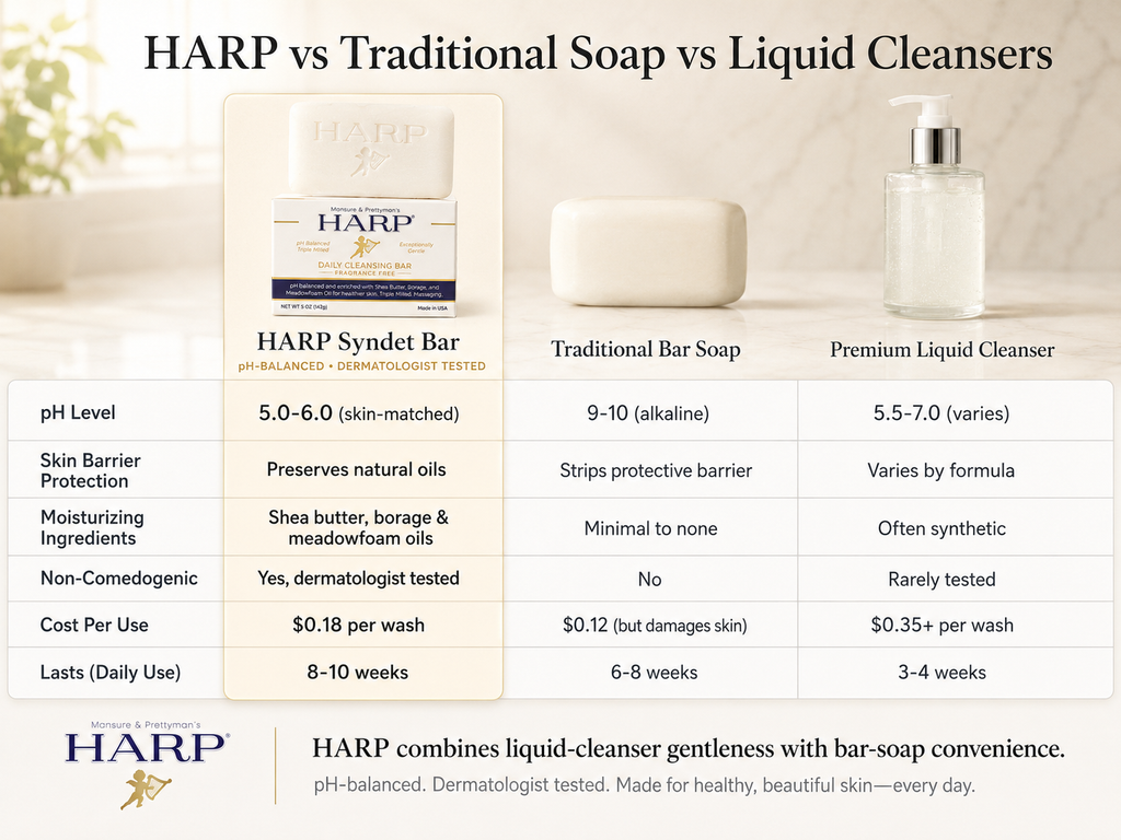 HARP® Fragrance-Free Body Wash Bar – pH-Balanced, Soap-Free, 5 oz
