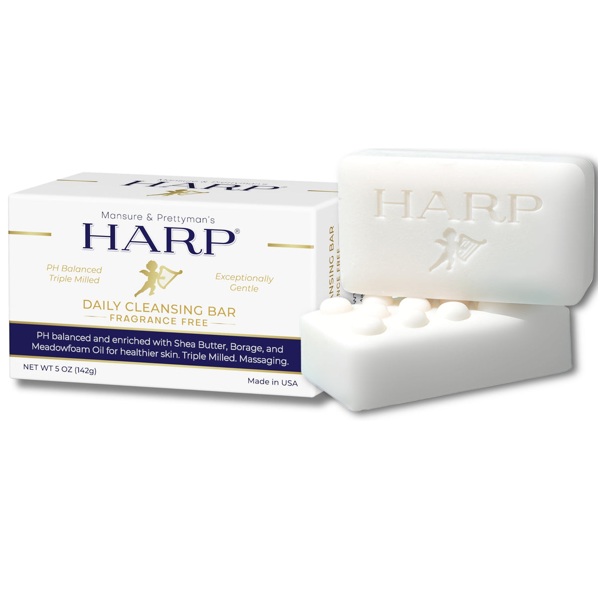 HARP® Fragrance-Free Body Wash Bar – pH-Balanced, Soap-Free, 5 oz